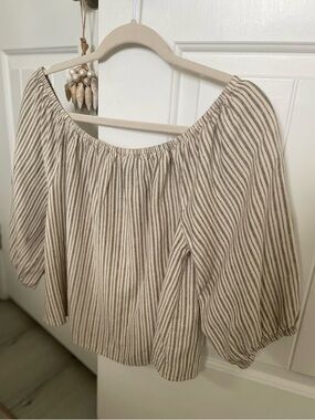 Sanctuary Striped Off-Shoulder Peasant Blouse